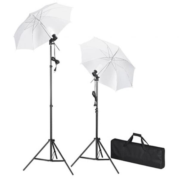 Fotostudio-Set mit Grünem Hintergrund 600×300 & Leuchten 