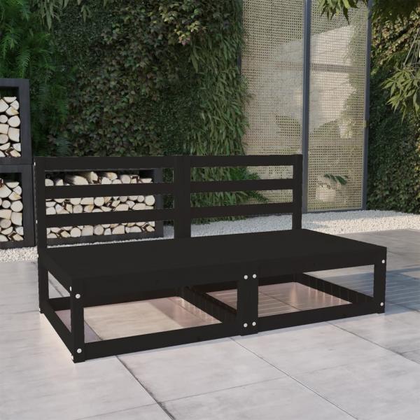 ARDEBO.de - Gartensofa 2-Sitzer Schwarz Massivholz Kiefer