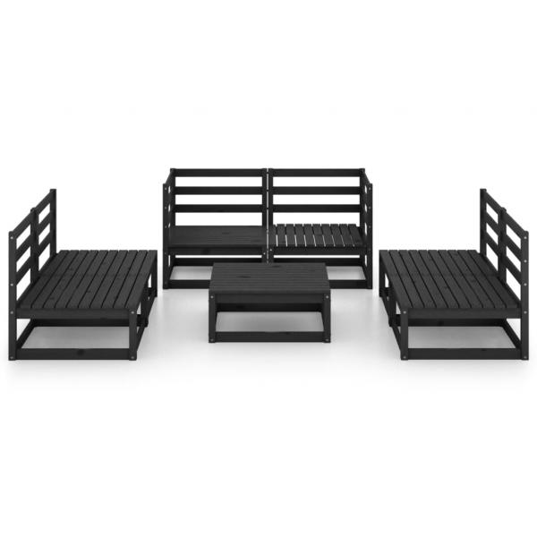 7-tlg. Garten-Lounge-Set Schwarz Massivholz Kiefer