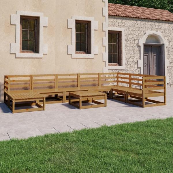 ARDEBO.de - 9-tlg. Garten-Lounge-Set Honigbraun Massivholz Kiefer