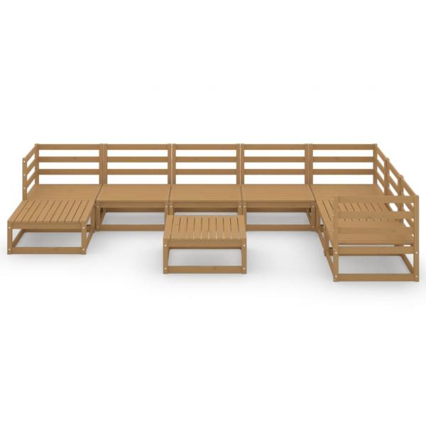 9-tlg. Garten-Lounge-Set Honigbraun Massivholz Kiefer