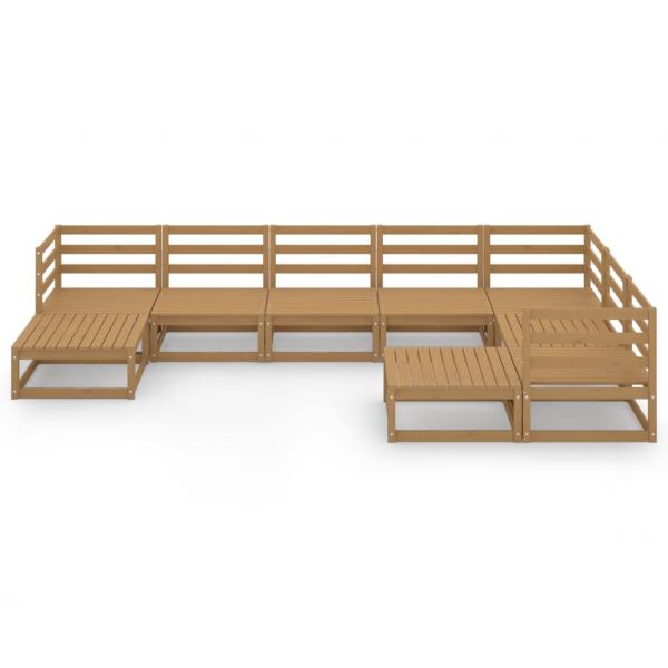 9-tlg. Garten-Lounge-Set Honigbraun Massivholz Kiefer