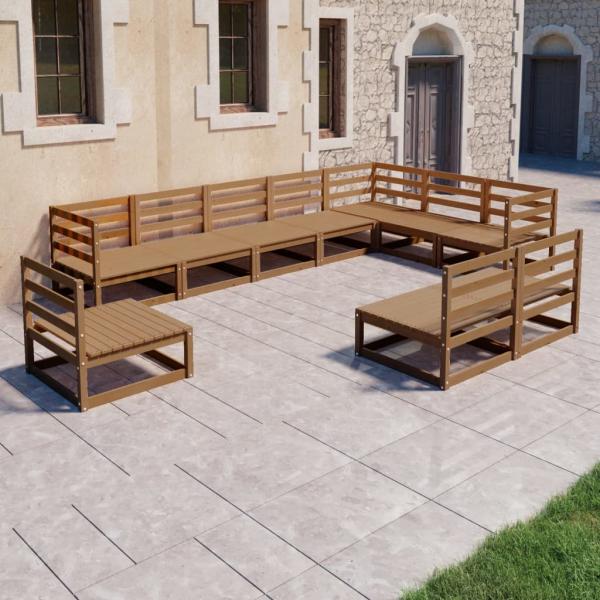 ARDEBO.de - 10-tlg. Garten-Lounge-Set Honigbraun Massivholz Kiefer