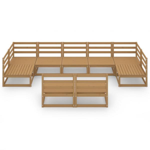 9-tlg. Garten-Lounge-Set Massivholz Kiefer