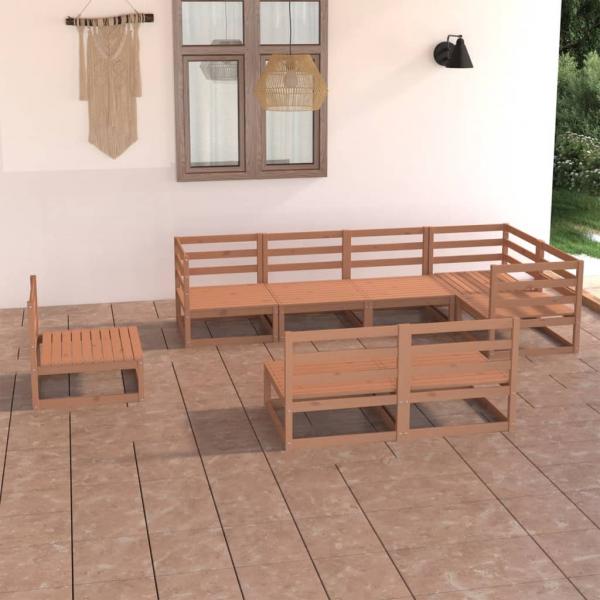 ARDEBO.de - 8-tlg. Garten-Lounge-Set Honigbraun Massivholz Kiefer