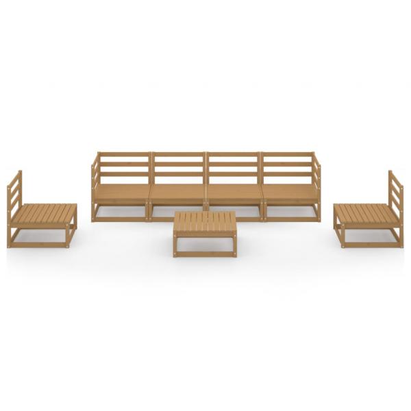 7-tlg. Garten-Lounge-Set Honigbraun Massivholz Kiefer