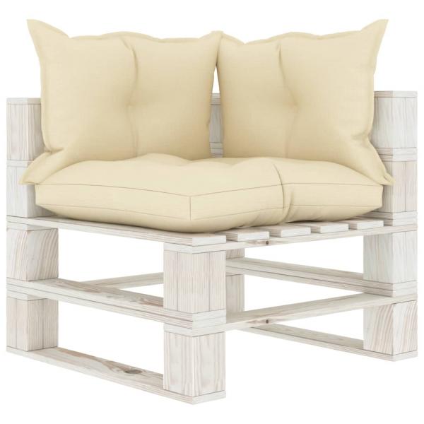 Garten-Palettensofa 2-Sitzer mit Creme-Kissen Holz