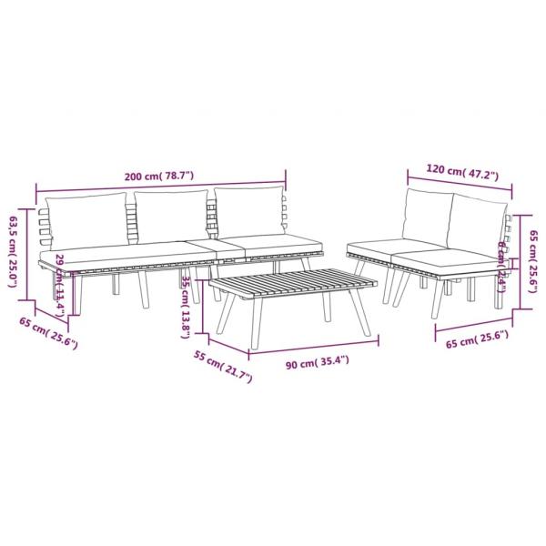 4-tlg. Garten-Lounge-Set mit Kissen Massivholz Akazie