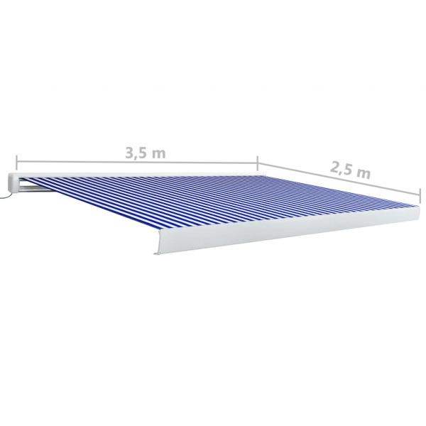 Motorisierte Kassetten-Markise 350x250 cm Blau und Weiß