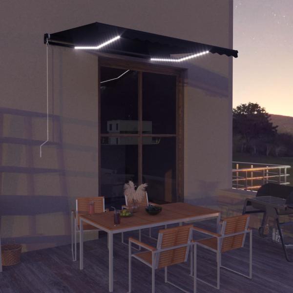 ARDEBO.de - Einziehbare Markise mit Windsensor & LED 350x250cm Anthrazit