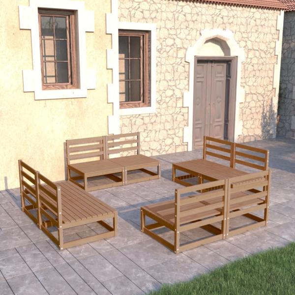 ARDEBO.de - 8-tlg. Garten-Lounge-Set Honigbraun Massivholz Kiefer