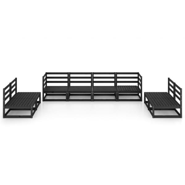 8-tlg. Garten-Lounge-Set Schwarz Massivholz Kiefer