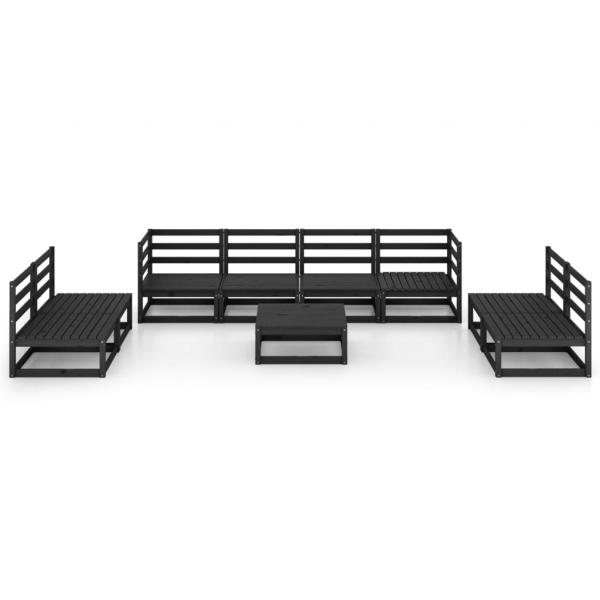 9-tlg. Garten-Lounge-Set Schwarz Massivholz Kiefer