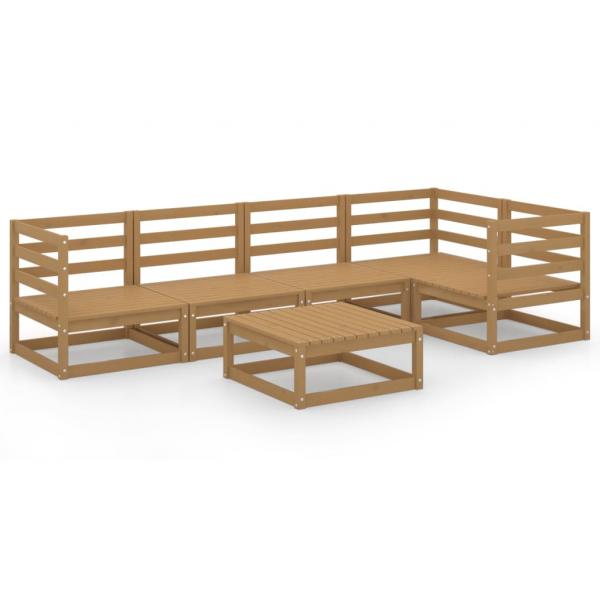 6-tlg. Garten-Lounge-Set Honigbraun Massivholz Kiefer