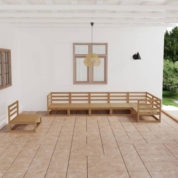 ARDEBO.de - 7-tlg. Garten-Lounge-Set Honigbraun Massivholz Kiefer