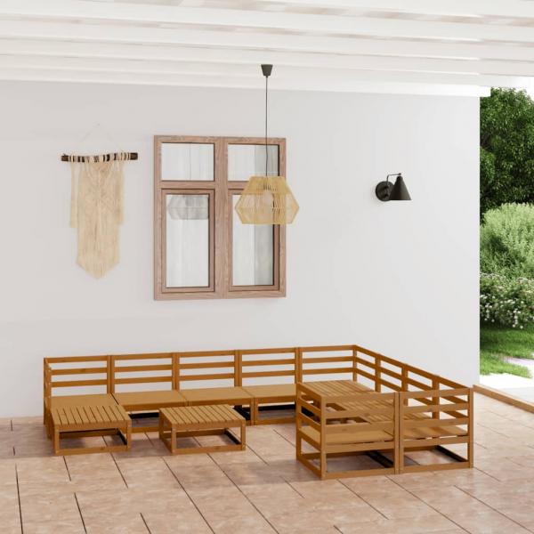 ARDEBO.de - 11-tlg. Garten-Lounge-Set Massivholz Kiefer