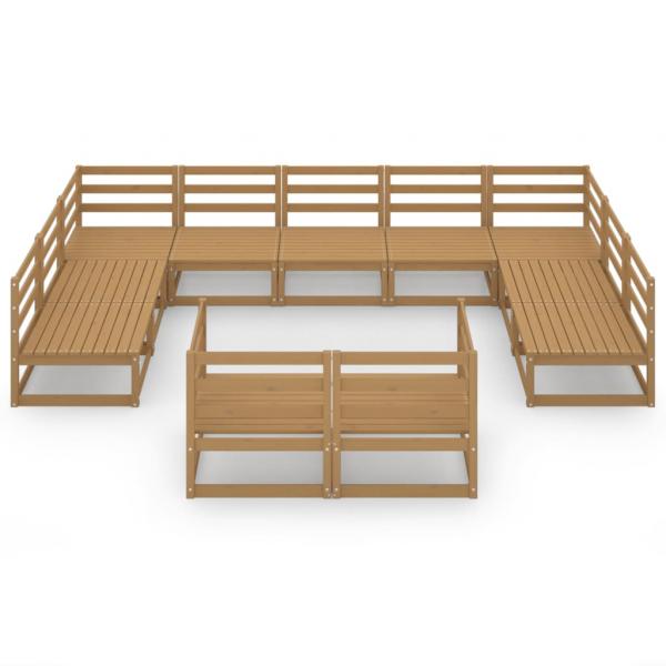 11-tlg. Garten-Lounge-Set Massivholz Kiefer