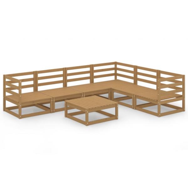 7-tlg. Garten-Lounge-Set Honigbraun Massivholz Kiefer