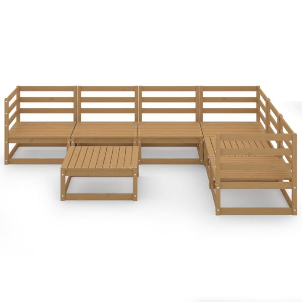 7-tlg. Garten-Lounge-Set Honigbraun Massivholz Kiefer