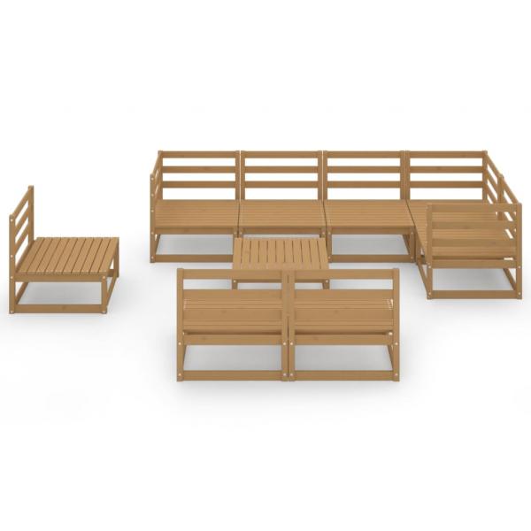 9-tlg. Garten-Lounge-Set Honigbraun Massivholz Kiefer