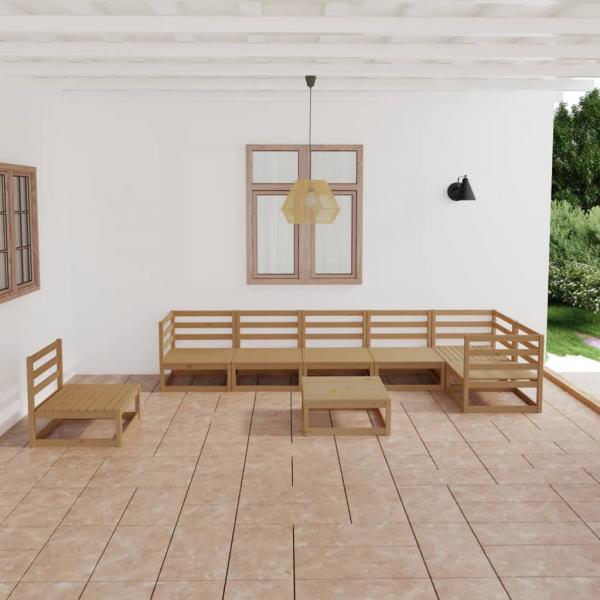 ARDEBO.de - 8-tlg. Garten-Lounge-Set Honigbraun Massivholz Kiefer