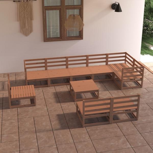 ARDEBO.de - 10-tlg. Garten-Lounge-Set Honigbraun Massivholz Kiefer