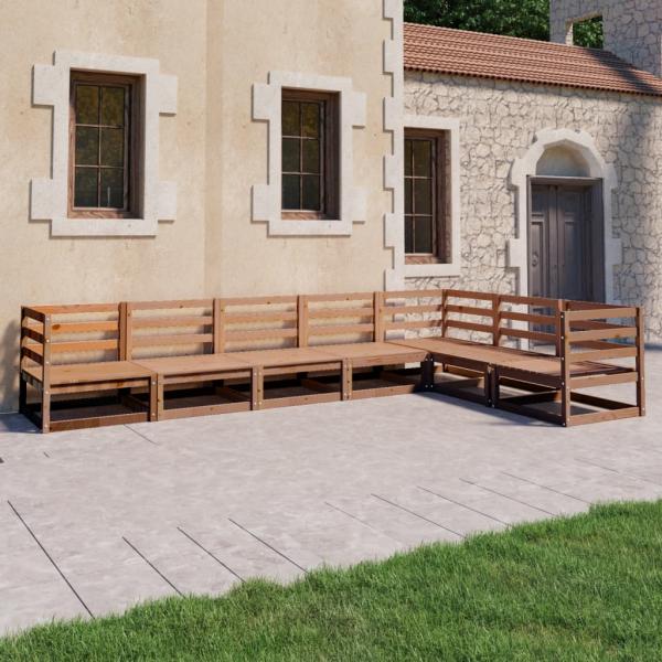 ARDEBO.de - 7-tlg. Garten-Lounge-Set Honigbraun Massivholz Kiefer