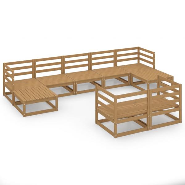 9-tlg. Garten-Lounge-Set Massivholz Kiefer