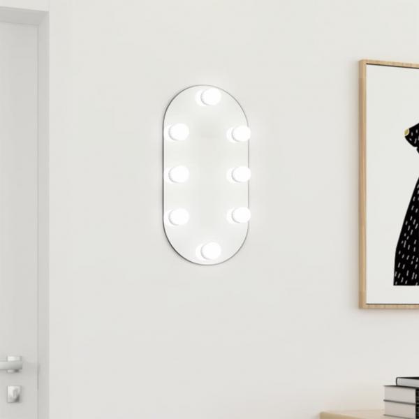 ARDEBO.de - Spiegel mit LED-Leuchten 40x20 cm Glas Oval