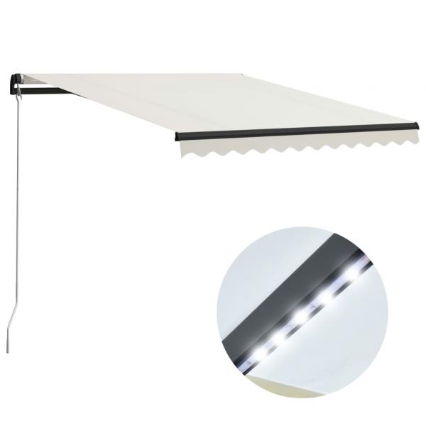 ARDEBO.de - Markise Manuell Einziehbar mit LED 300x250 cm Creme