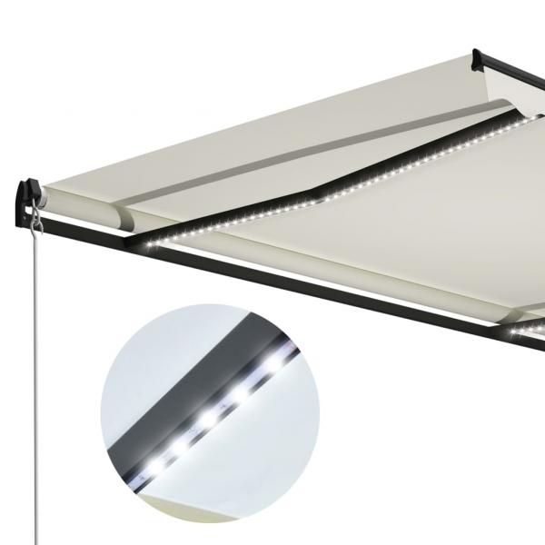 Markise Manuell Einziehbar mit LED 300x250 cm Creme