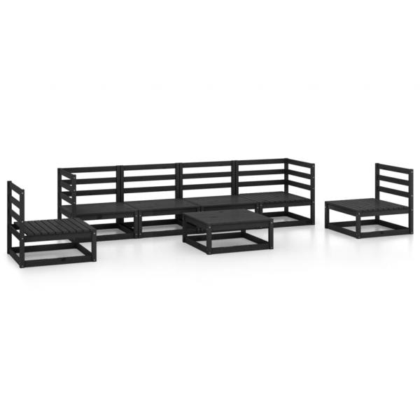 7-tlg. Garten-Lounge-Set Schwarz Massivholz Kiefer