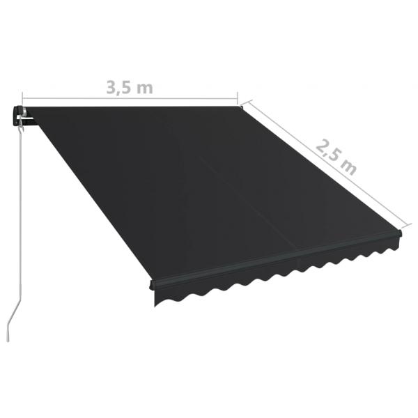 Markise Manuell Einziehbar mit LED 350x250 cm Anthrazit