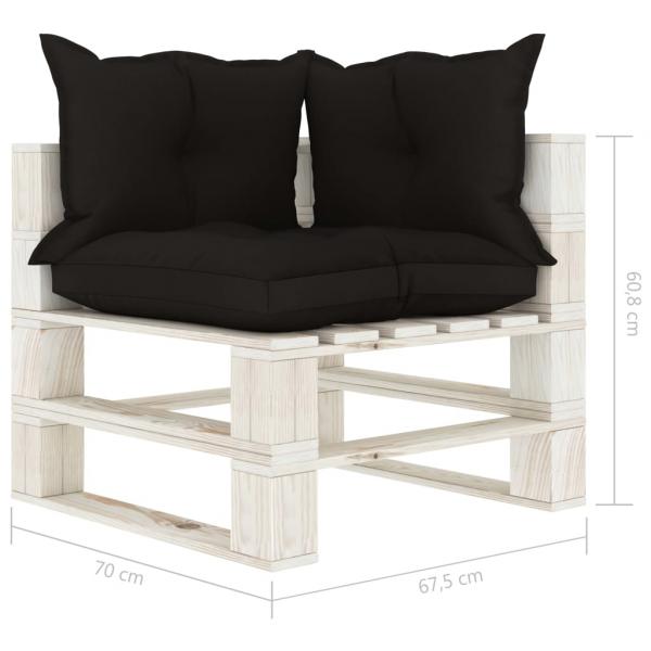 Garten-Paletten-Ecksofa mit Kissen in Schwarz Holz