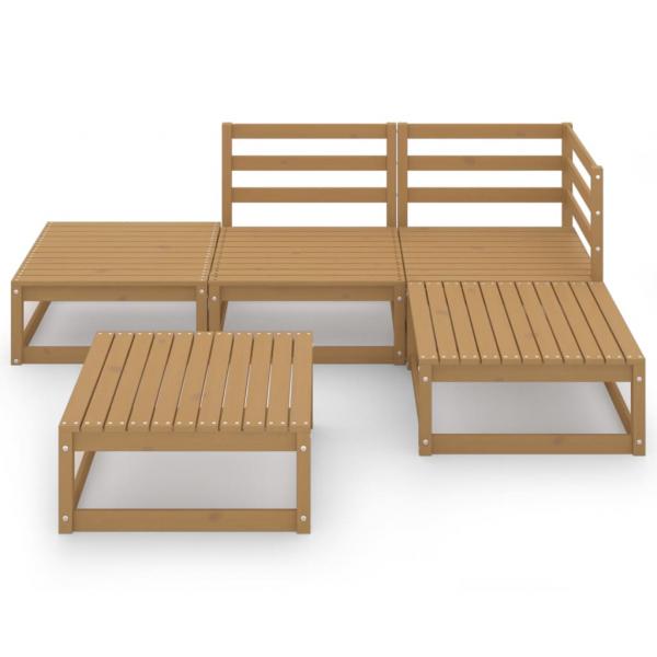 5-tlg. Garten-Lounge-Set Honigbraun Massivholz Kiefer