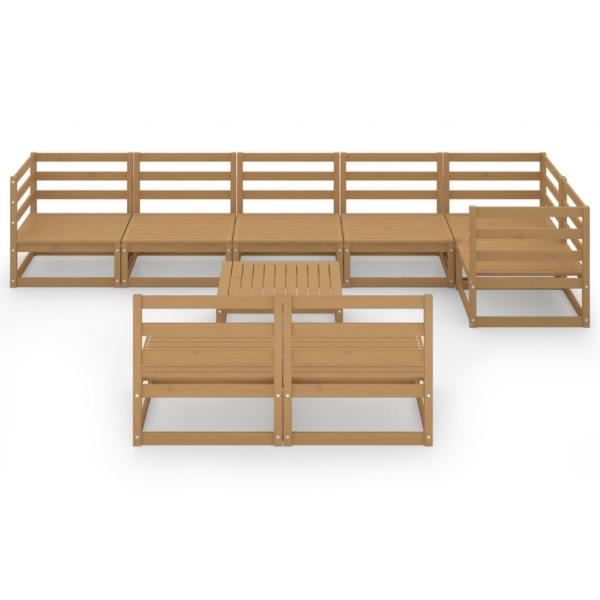 9-tlg. Garten-Lounge-Set Honigbraun Massivholz Kiefer