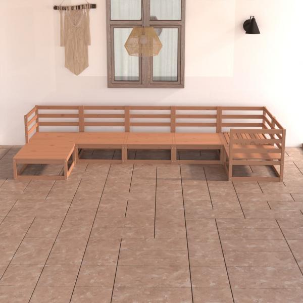 ARDEBO.de - 7-tlg. Garten-Lounge-Set Honigbraun Massivholz Kiefer