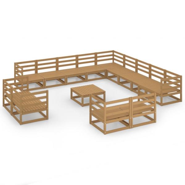 14-tlg. Garten-Lounge-Set Massivholz Kiefer