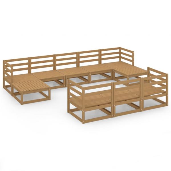 10-tlg. Garten-Lounge-Set Massivholz Kiefer