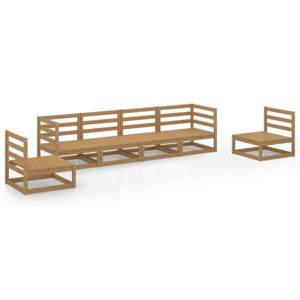 6-tlg. Garten-Lounge-Set Honigbraun Massivholz Kiefer