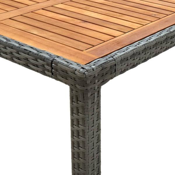 Gartentisch 150x90x75 cm Poly Rattan und Akazienholz Grau