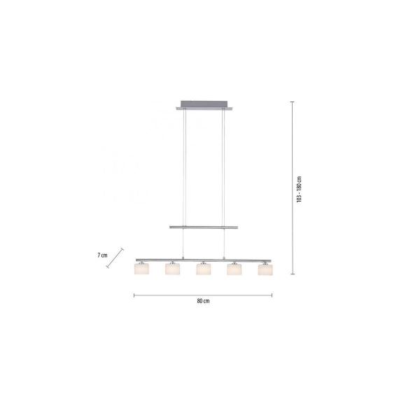 Paul Neuhaus HYDRA LED Pendellampe, 5-flammig, höhenverstellbar, silber (2209-55)