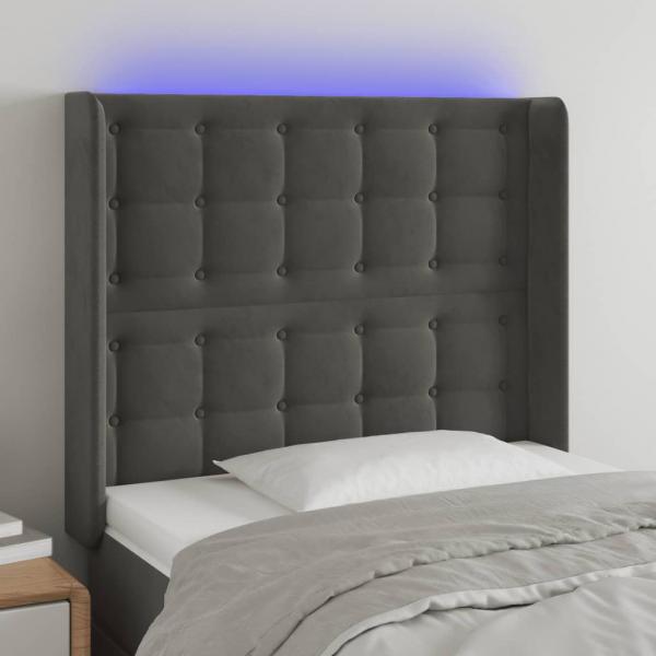 ARDEBO.de - LED Kopfteil Dunkelgrau 83x16x118/128 cm Samt