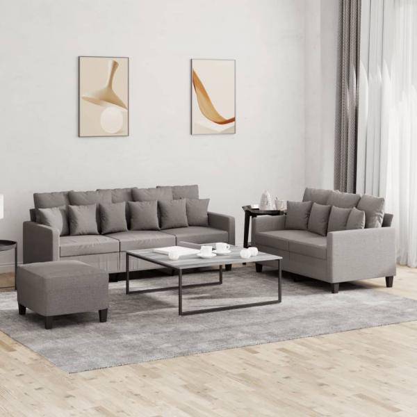 ARDEBO.de - 3-tlg. Sofagarnitur mit Kissen Taupe Stoff