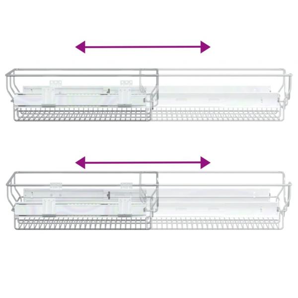 Küchen-Drahtkörbe 2 Stk. Ausziehbar Silbern 45 cm