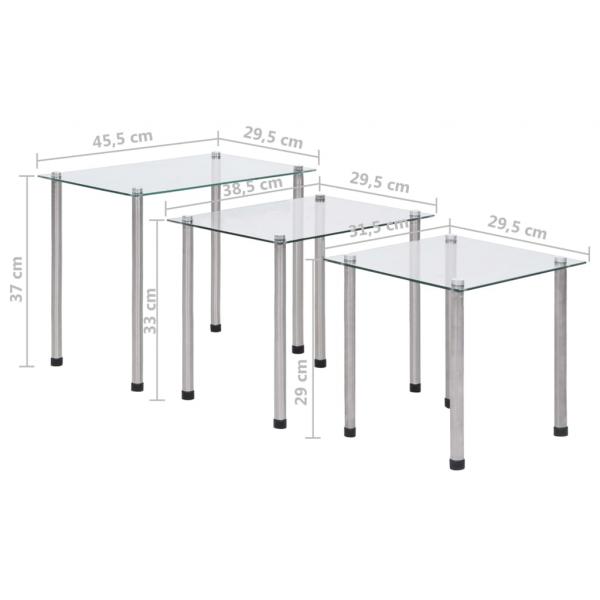 Satztische 3-tlg. Transparent Hartglas   