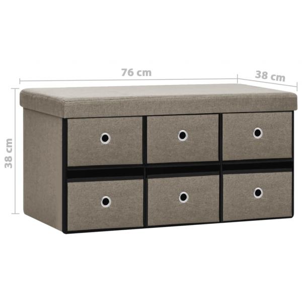 Faltbare Sitzbank mit Stauraum Taupe 76x38x38 cm Leinenoptik