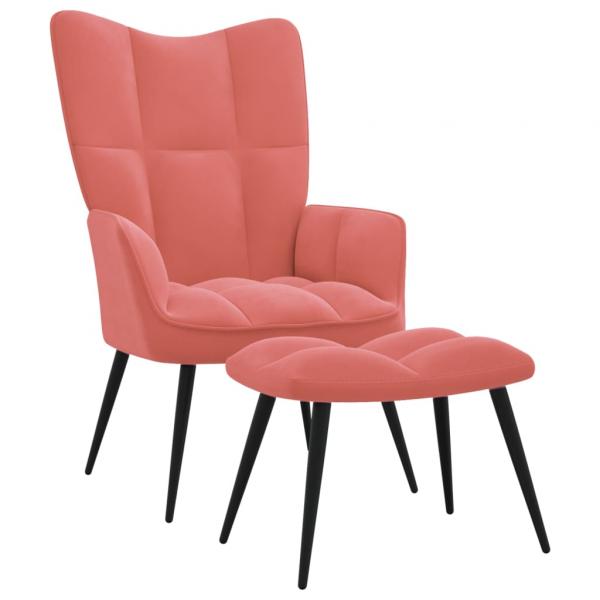 ARDEBO.de - Relaxsessel mit Hocker Rosa Samt