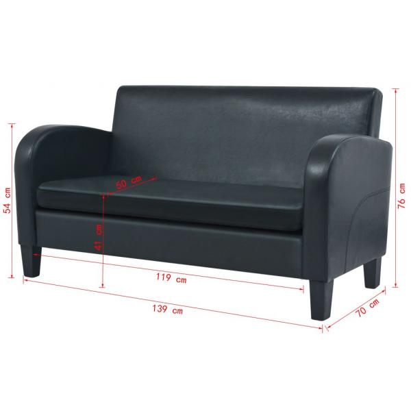 2-tlg. Sofa-Set Kunstleder Schwarz