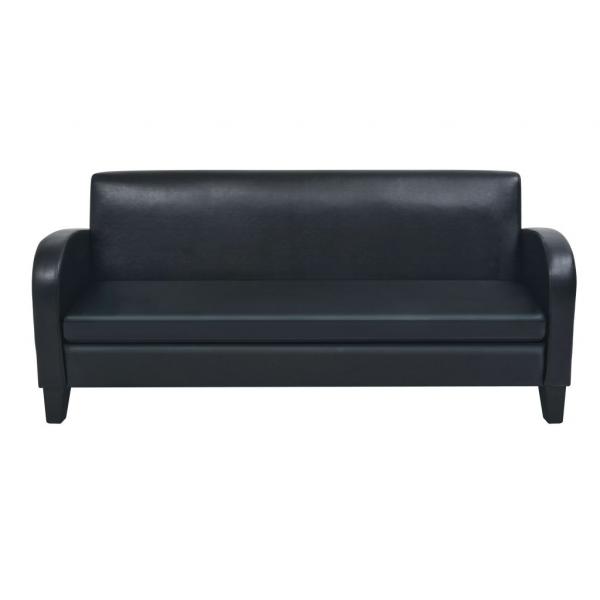 2-tlg. Sofa-Set Kunstleder Schwarz